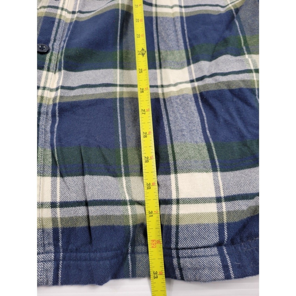 LL Bean 298189 Mens XXL 2XL Fleece Lined Plaid Jacket Shacket Blue Green Yellow - Picture 10 of 12